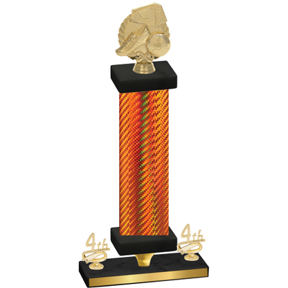 Premium Single Orange Carbon Fiber Fourth Place Soccer Trophy