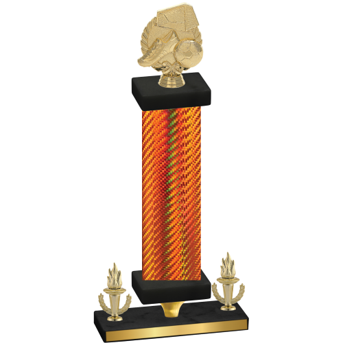 Premium Single Orange Carbon Fiber Victory Soccer Trophy