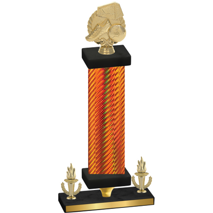 Premium Single Orange Carbon Fiber Victory Soccer Trophy