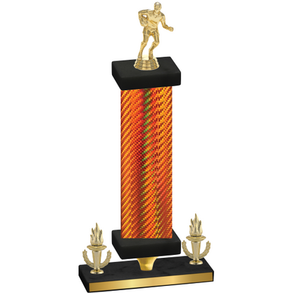 Premium Single Orange Carbon Fiber Victory Rugby Trophy