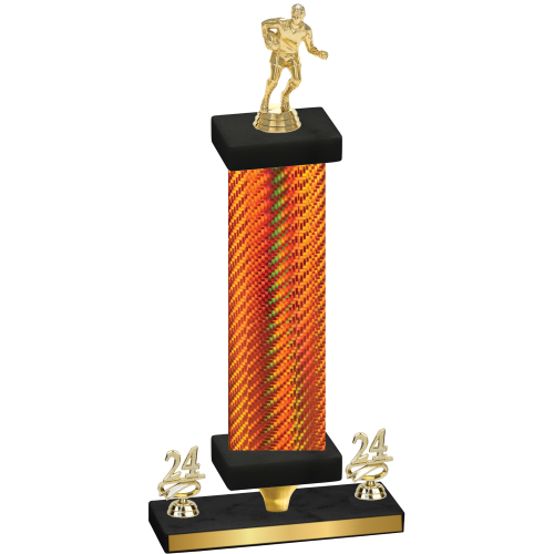Premium Single Orange Carbon Fiber Year Rugby Trophy