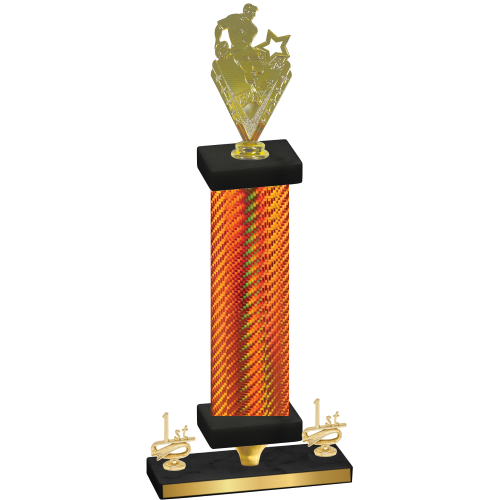Premium Single Orange Carbon Fiber First Place Rugby Trophy