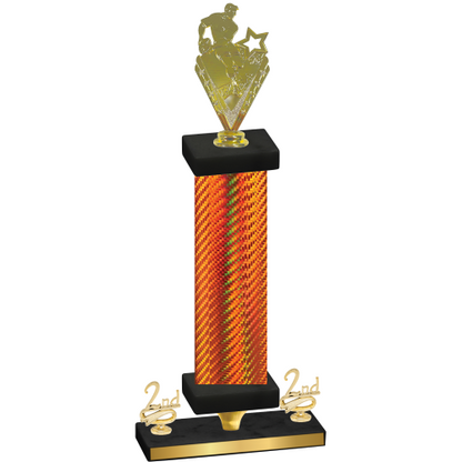 Premium Single Orange Carbon Fiber Second Place Rugby Trophy