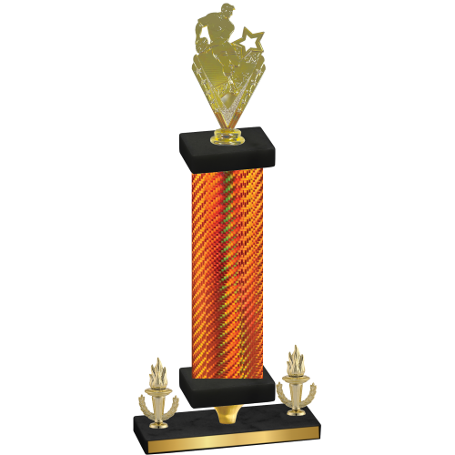 Premium Single Orange Carbon Fiber Victory Rugby Trophy