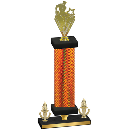 Premium Single Orange Carbon Fiber Victory Rugby Trophy