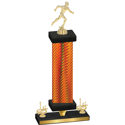 Premium Single Orange Carbon Fiber First Place Running Trophy
