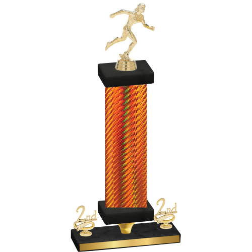 Premium Single Orange Carbon Fiber Second Place Running Trophy