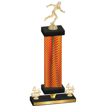 Premium Single Orange Carbon Fiber Fourth Place Running Trophy
