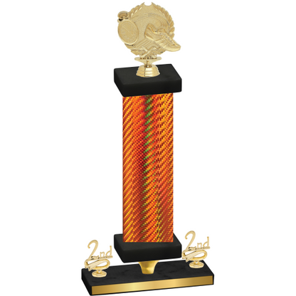 Premium Single Orange Carbon Fiber Second Place Running Trophy