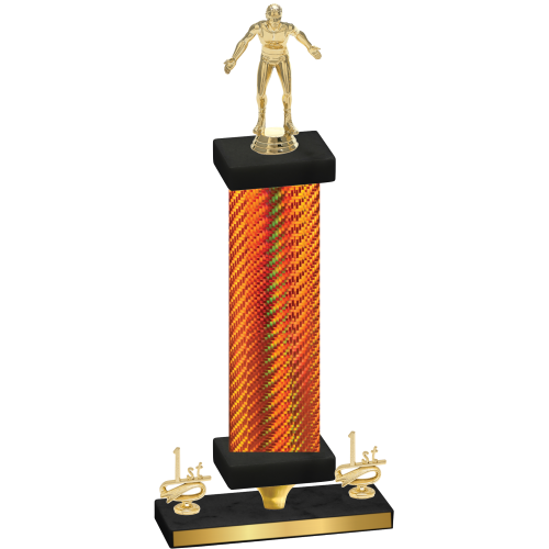 Premium Single Orange Carbon Fiber First Place Wrestling Trophy