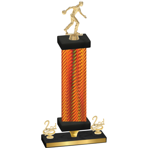 Premium Single Orange Carbon Fiber Second Place Bowling Trophy