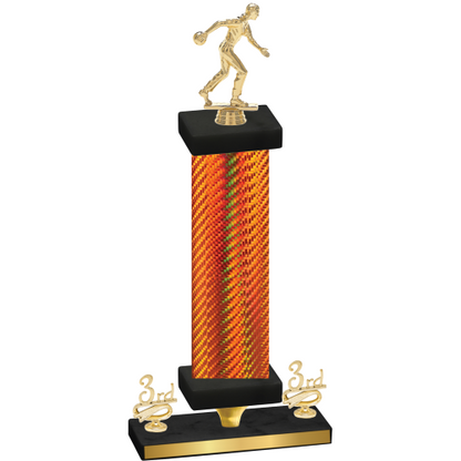 Premium Single Orange Carbon Fiber Third Place Bowling Trophy