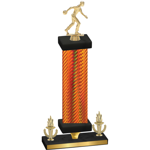 Premium Single Orange Carbon Fiber Victory Bowling Trophy