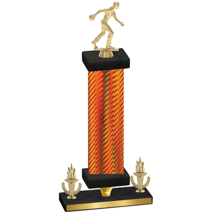 Premium Single Orange Carbon Fiber Victory Bowling Trophy