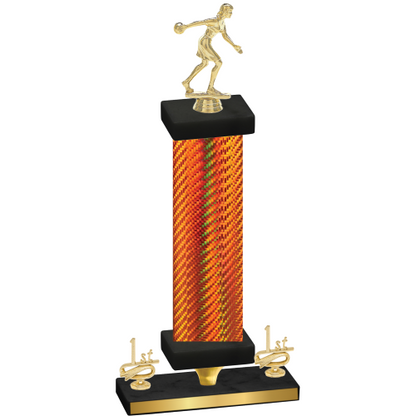 Premium Single Orange Carbon Fiber First Place Bowling Trophy