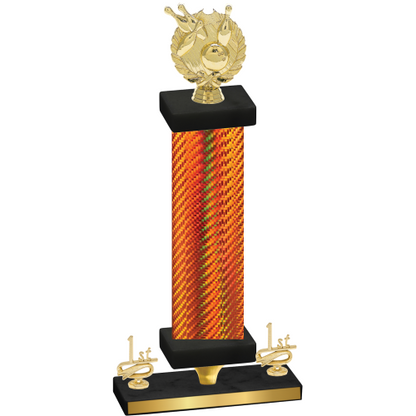 Premium Single Orange Carbon Fiber First Place Bowling Trophy