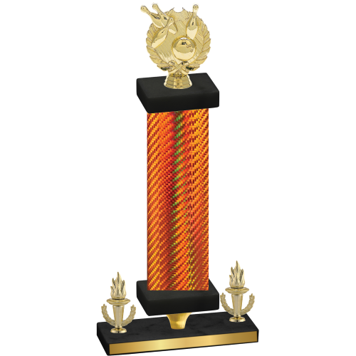 Premium Single Orange Carbon Fiber Victory Bowling Trophy