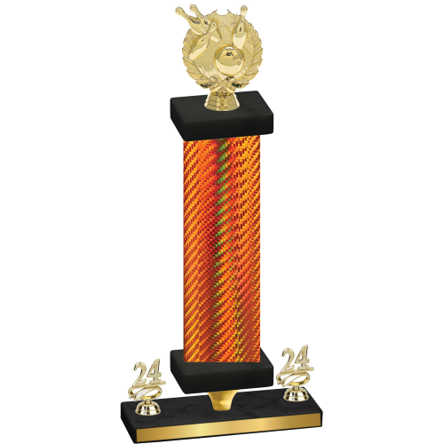 Premium Single Orange Carbon Fiber Year Bowling Trophy