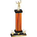 Premium Single Orange Carbon Fiber Second Place Volleyball Trophy