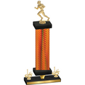 Premium Single Orange Carbon Fiber First Place Football Trophy