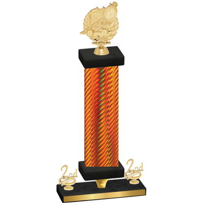 Premium Single Orange Carbon Fiber Second Place Swimming Trophy