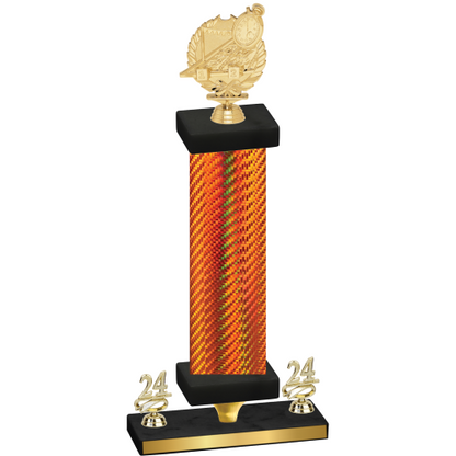 Premium Single Orange Carbon Fiber Year Swimming Trophy