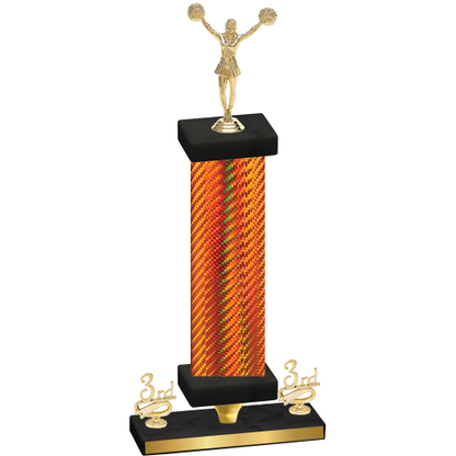 Premium Single Orange Carbon Fiber Third Place Cheerleading Trophy