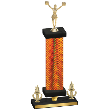 Premium Single Orange Carbon Fiber Victory Cheerleading Trophy