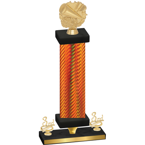 Premium Single Orange Carbon Fiber Third Place Cheerleading Trophy