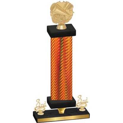 Premium Single Orange Carbon Fiber Third Place Cheerleading Trophy