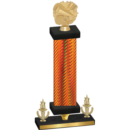 Premium Single Orange Carbon Fiber Victory Cheerleading Trophy