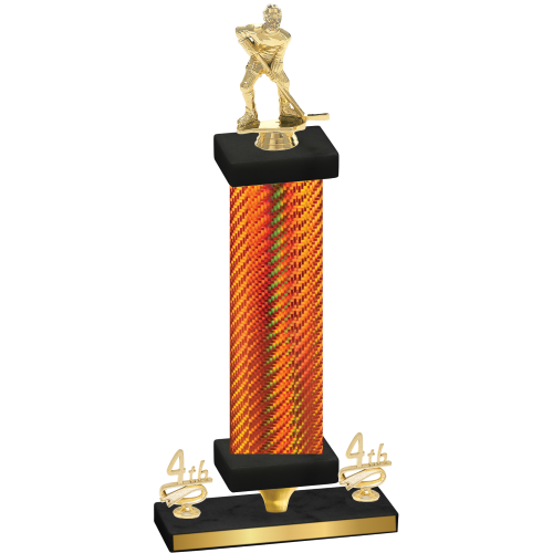 Premium Single Orange Carbon Fiber Fourth Place Hockey Trophy