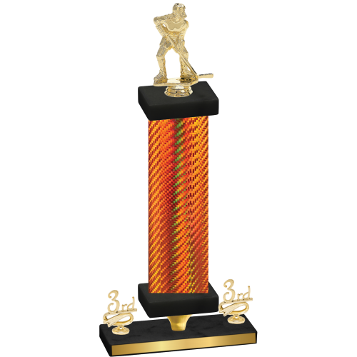 Premium Single Orange Carbon Fiber Third Place Hockey Trophy