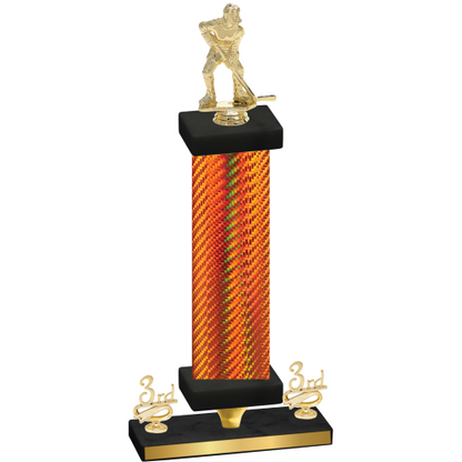 Premium Single Orange Carbon Fiber Third Place Hockey Trophy