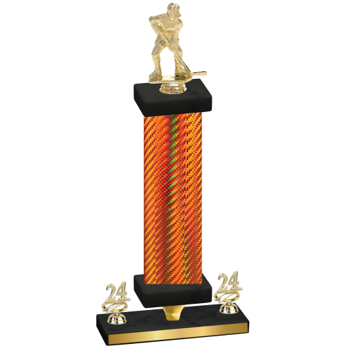 Premium Single Orange Carbon Fiber Year Hockey Trophy