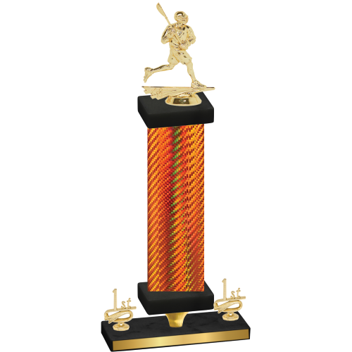 Premium Single Orange Carbon Fiber First Place Lacrosse Trophy
