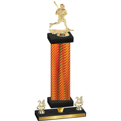 Premium Single Orange Carbon Fiber Year Lacrosse Trophy