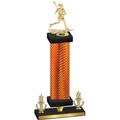 Premium Single Orange Carbon Fiber Victory Lacrosse Trophy