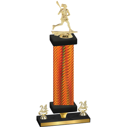Premium Single Orange Carbon Fiber Year Lacrosse Trophy