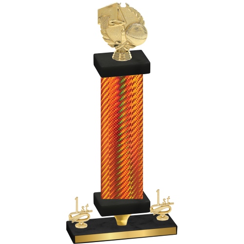 Premium Single Orange Carbon Fiber First Place Basketball Trophy