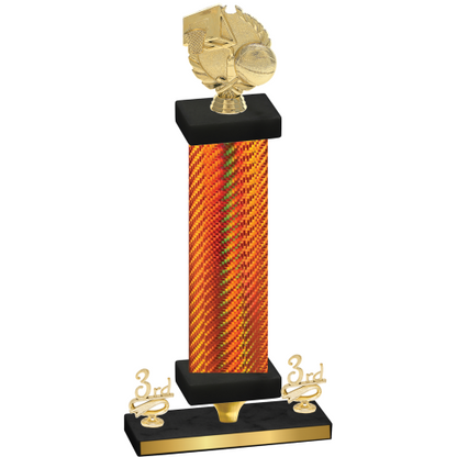 Premium Single Orange Carbon Fiber Third Place Basketball Trophy