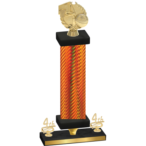 Premium Single Orange Carbon Fiber Fourth Place Basketball Trophy