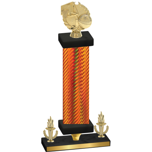 Premium Single Orange Carbon Fiber Victory Basketball Trophy