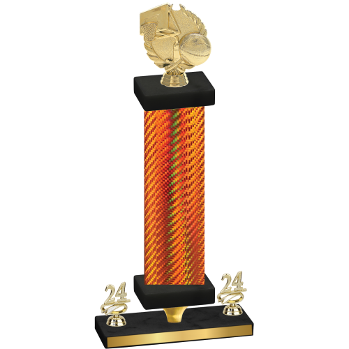 Premium Single Orange Carbon Fiber Year Basketball Trophy