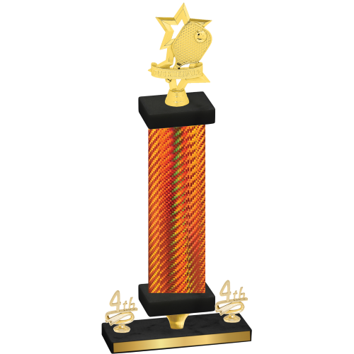 Premium Single Orange Carbon Fiber Fourth Place Pickleball Trophy