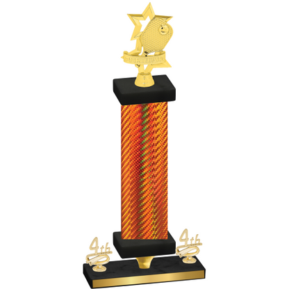 Premium Single Orange Carbon Fiber Fourth Place Pickleball Trophy