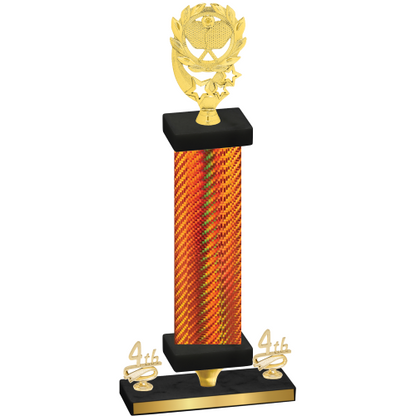 Premium Single Orange Carbon Fiber Fourth Place Pickleball Trophy