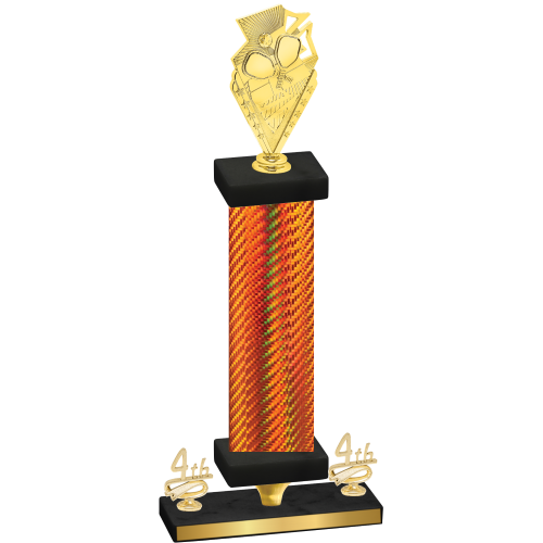 Premium Single Orange Carbon Fiber Fourth Place Pickleball Trophy