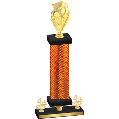 Premium Single Orange Carbon Fiber Fourth Place Pickleball Trophy