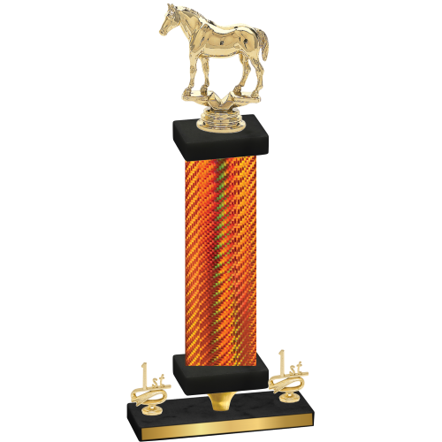 Premium Single Orange Carbon Fiber First Place Horses Trophy